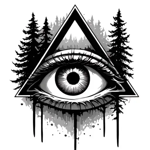 All Seeing Eye Inside Triangle And Forest