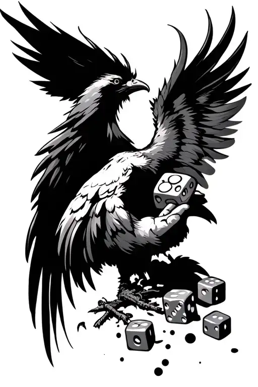 Phoenix Rebuilding A Broken Clok Holding A Jack Of All Trades With Dices Showing 21 Dots