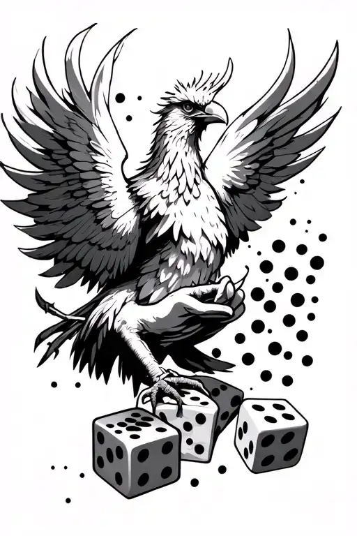 Phoenix Rebuilding A Broken Clook Holding A Jack Of All Trades With Dices Showing 21 Dots