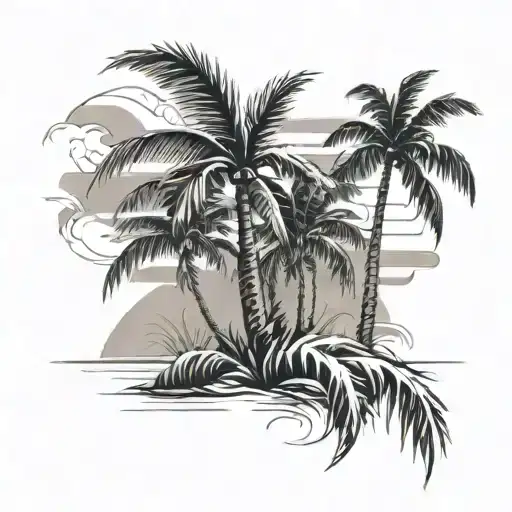 Palm Tree And Water Darken Everything