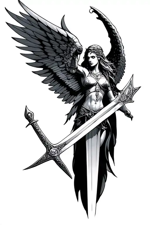 Valkyrie Sword And Wings Spread