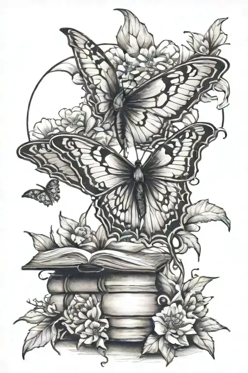 Dragon Moon Moth Mushroom Books Spider Flowers
