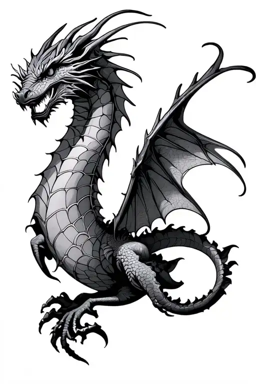Flying Dragon With Spiderweb Wings