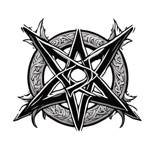 Satanic Pentagram With Nordic Or Pagan Look