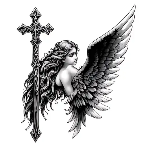 Angel Wings And Cross