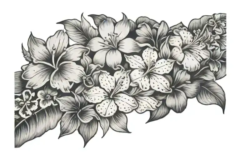 Left Side Large Sized Inner Forearm Tattoo Of Hawaiian State Flowers