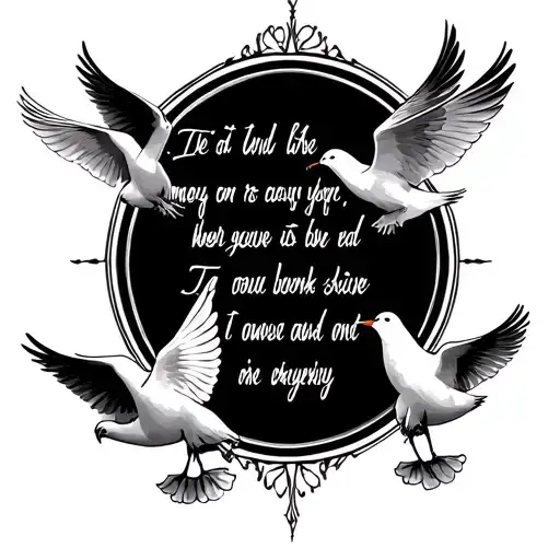 Line With A Bible Verse Written On The Line And Doves Around It