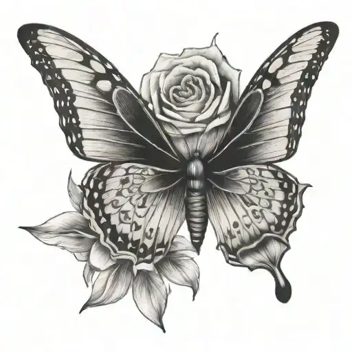 July Birth Flower Butterfly Emerging