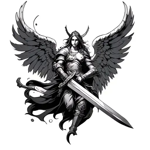 Angel Warrior Wielding A Sword