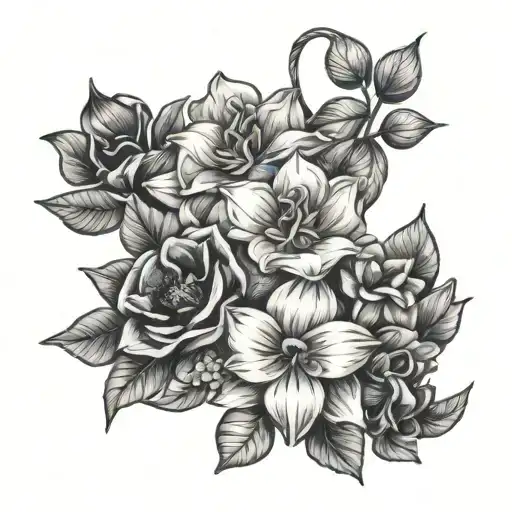 July November December Birth Flowers Bouquet Tied With Bow