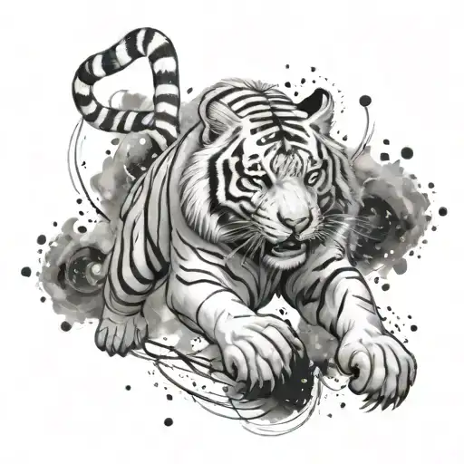 Angry White Tiger Jumping Constellation
