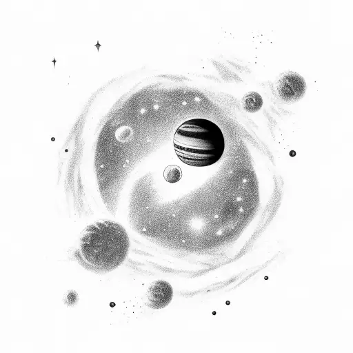 Galaxy With Small Space Man Floating