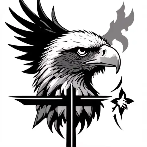 Eagle Head Profile Holding Cross