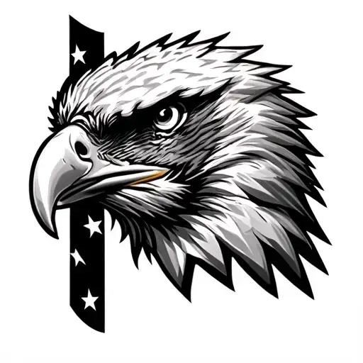 Eagle Head Profile American Flag