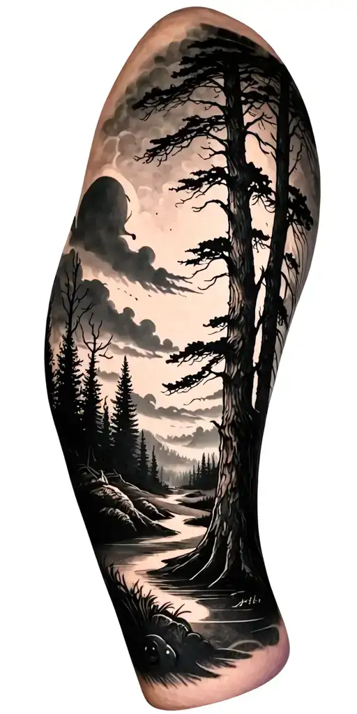 Creepy Forest Scene With Black Sky Golf Course Golf Ball