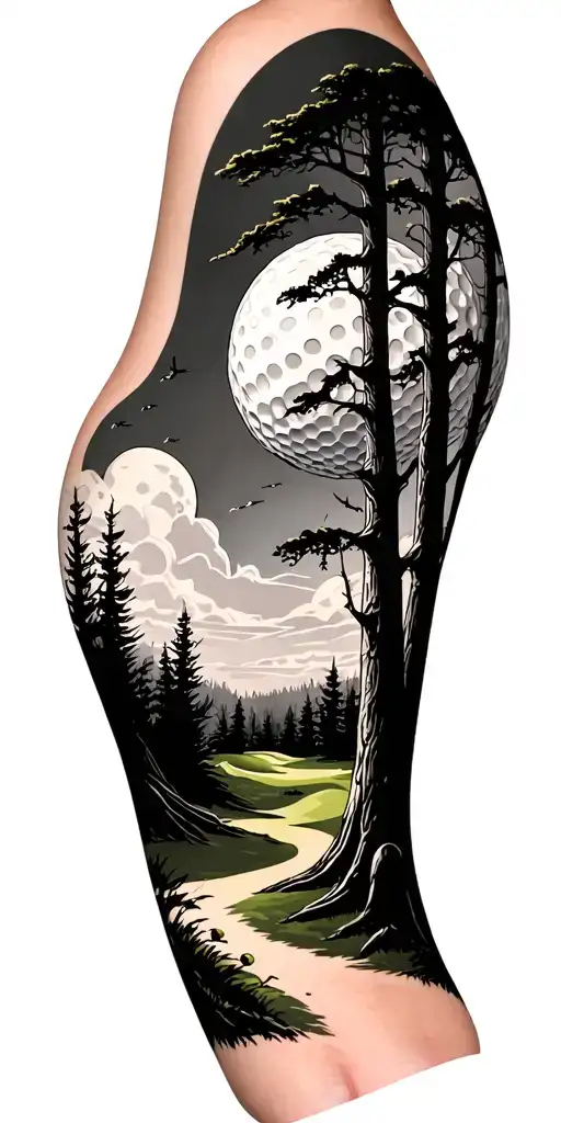 Creepy Forest Scene With Black Sky Golf Course Golf Ball