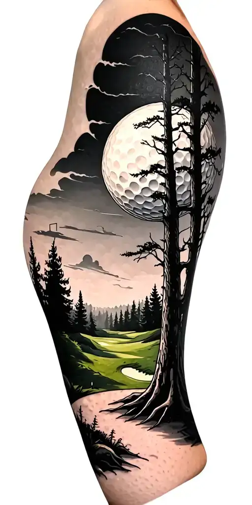Creepy Forest Scene With Black Sky Golf Course Golf Ball