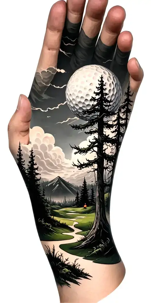 Creepy Forest Scene With Stormy Sky Golf Course Golf Ball