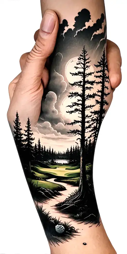 Creepy Forest Scene With Stormy Sky Golf Course Golf Ball