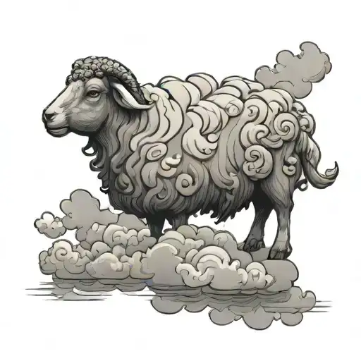 Cloud Sheep Held By Jesus
