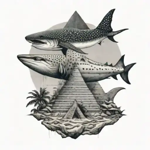 Pyramids And Whale Shark Underneath There
