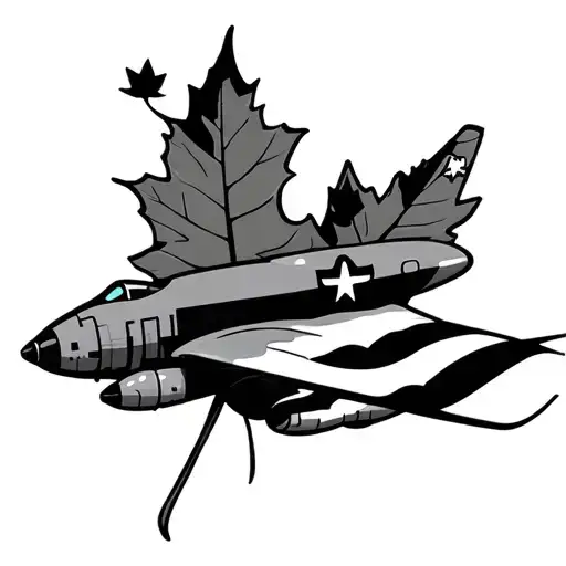Airplane And Flag Maple Leaf