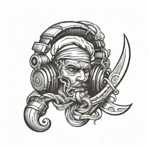 Headphones Chef Knife Intertwined