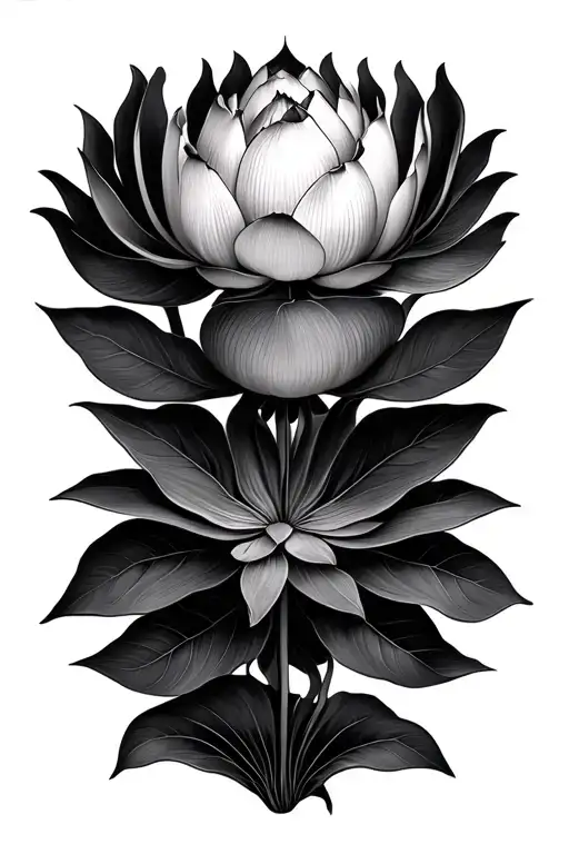 Lotus Flower Large Black Leaves