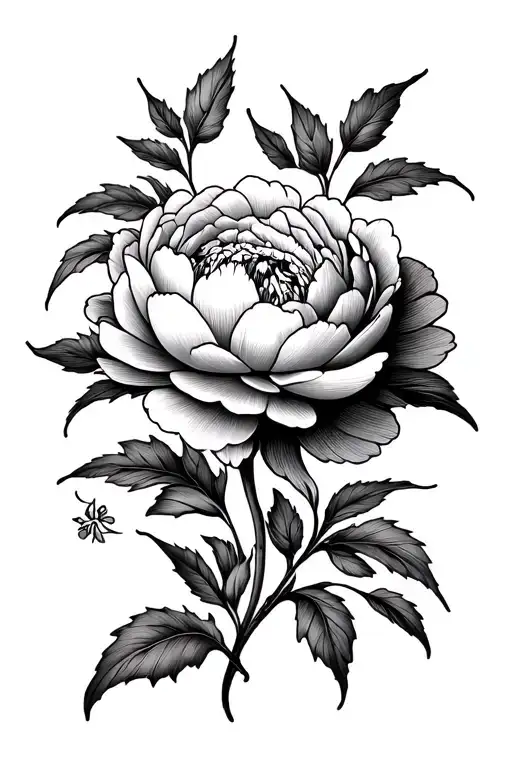 Peony And Fine And Delicate Floral Ornaments