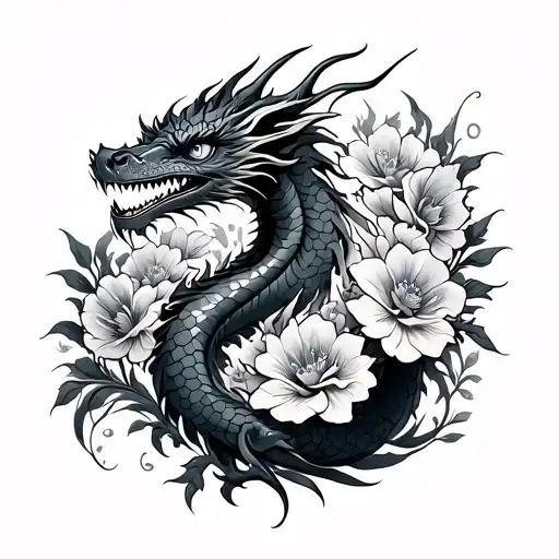 Dragon With Flowers