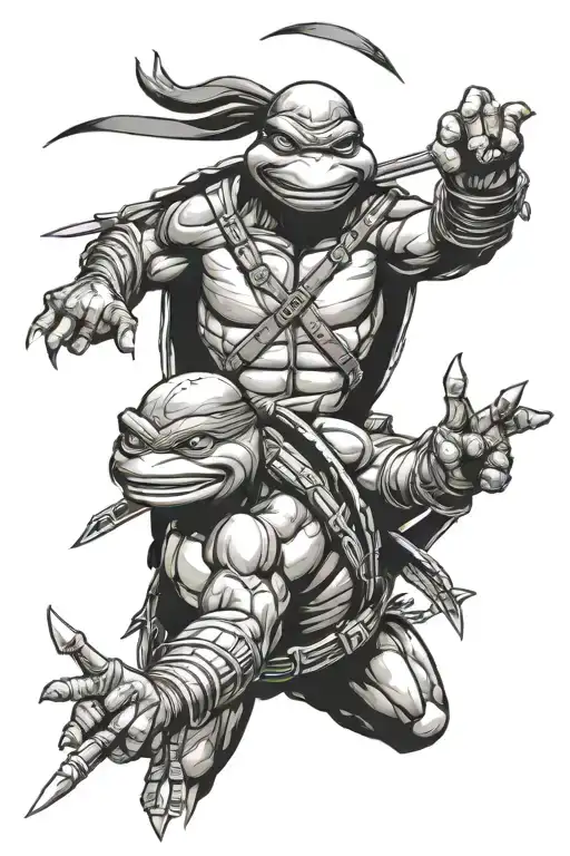 Ninja Turtles Cowboy Native American Sleeve Shoulder Chest