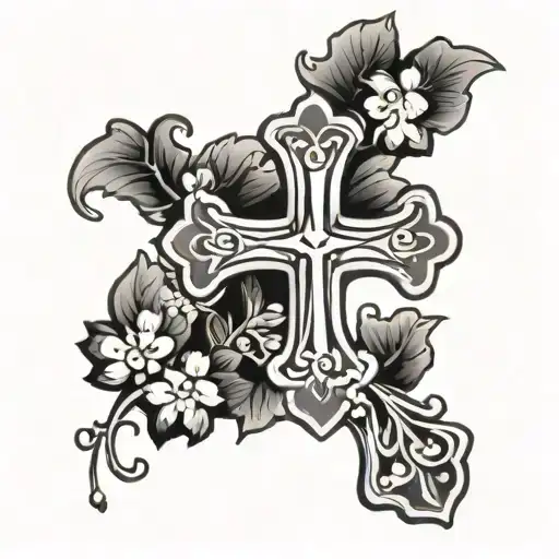 Simple Cross With A Lilac Vine