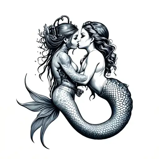 Deep Sea Diver Kissing Mermaid Full Body Made