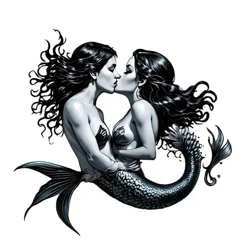 Deep Sea Diver Kissing Mermaid Full Body Woman
