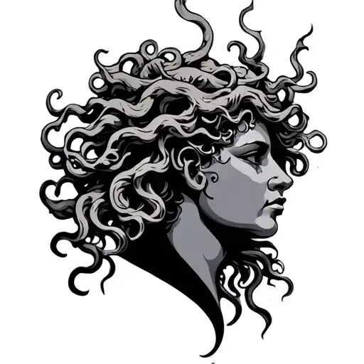 Neotraditional Medusa Head Side Profile