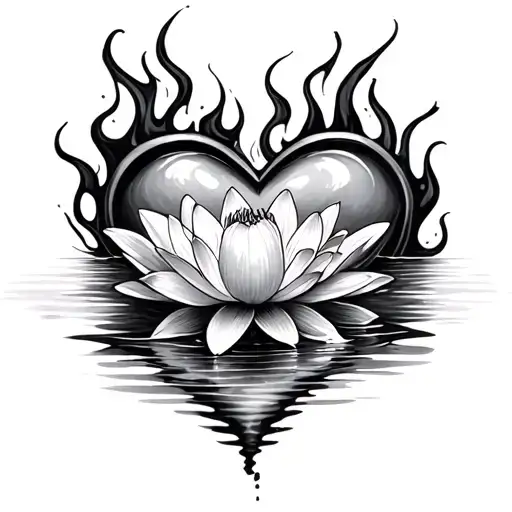 Heart On Fire And Water Lily