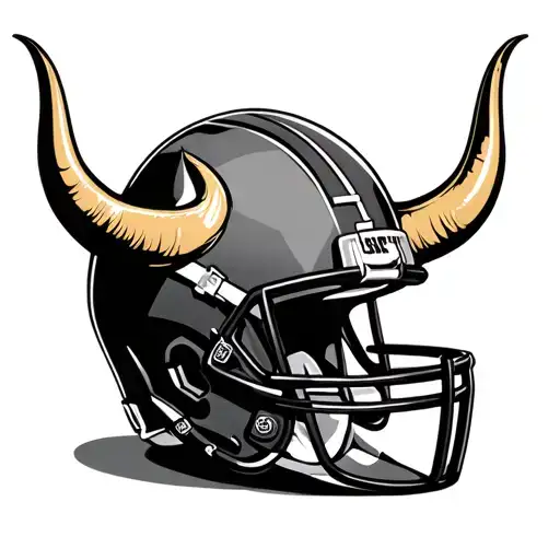 American Football Helmet With Viking Helmet Horns With The Number 5 In Varsity Style