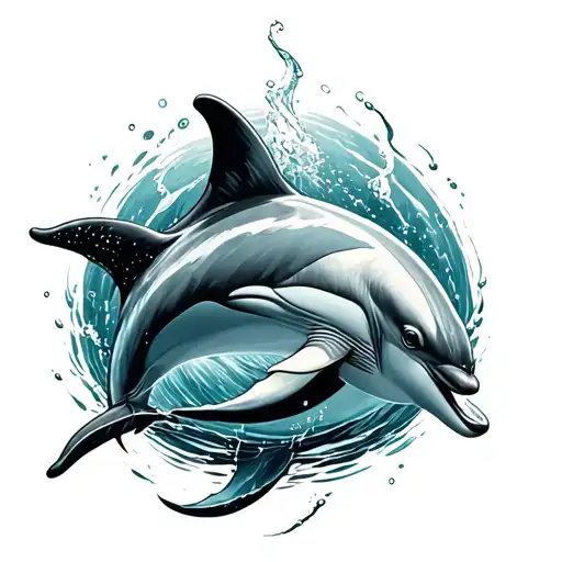 Dolphins Swimming Gracefully In The Background