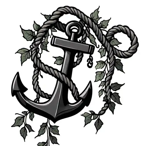 Anchor And Rope Hanging Black Ivy Vines