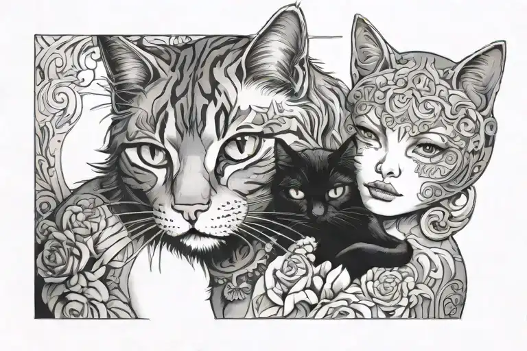 Cat And Woman Holding