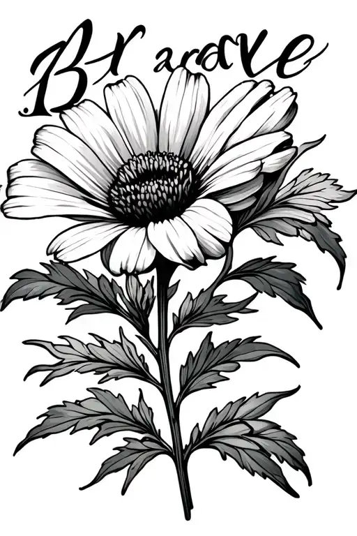 Single Wildflower With Word Brave As The Stem