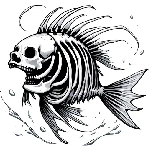 Underwater Skeleton Fish Surrounded