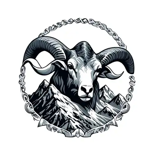 The Lines Of A Mountain Included The Ram Sign For A Bracelet
