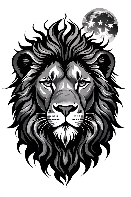 Sun Trees Stars Lion Head