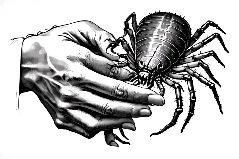 Hands Of Adam And God In The Bible With A Spider And Scolopendra