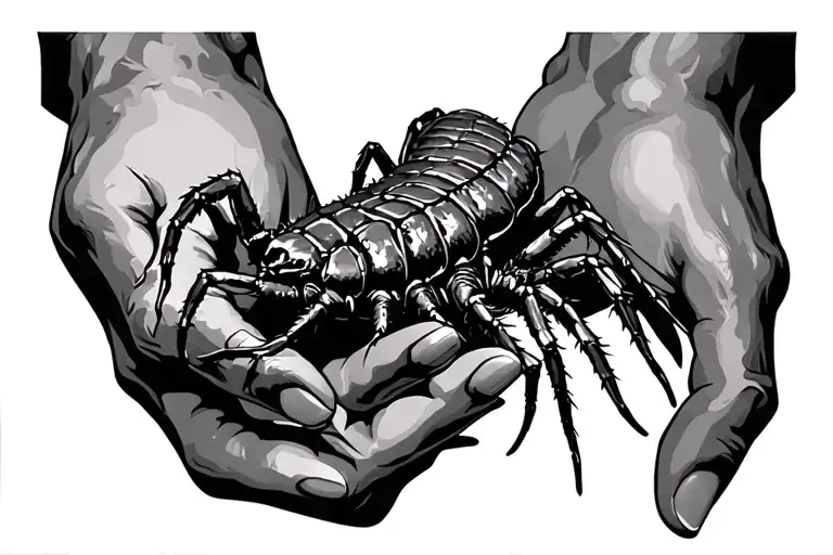 Hands Of Adam And God With A Spider And Scolopendra