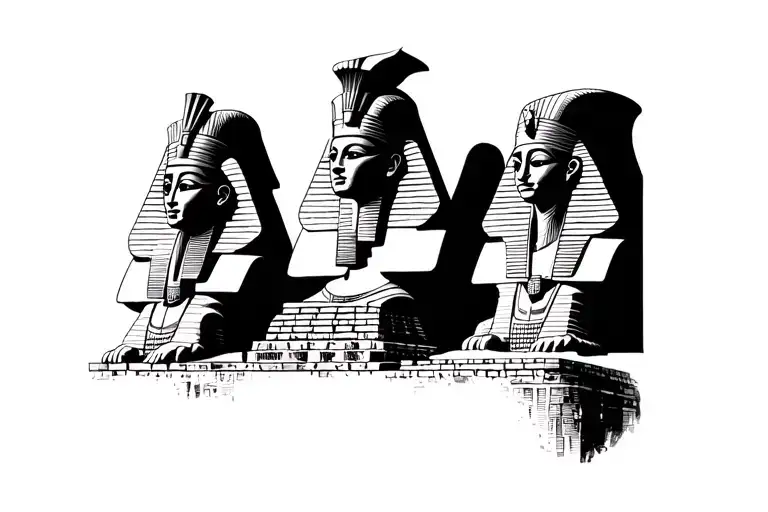 Ancient Egypt Statues And Cloud Shadow