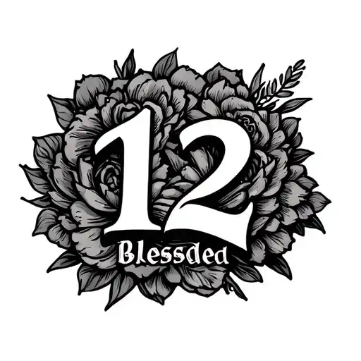 Number 12 And Word Blessed With Praying