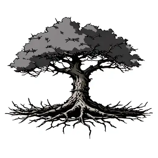 A Tree With Barbed Wire Around It
