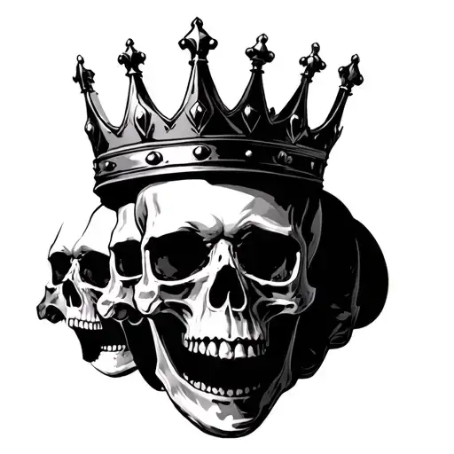 3 Headed Skull With Kings Crown